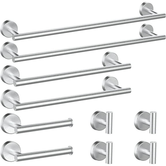 Brushed Nickel Bathroom Hardware Set with Towel Bar Robe Hook Toilet Paper Holder Wall Mounted Accessories