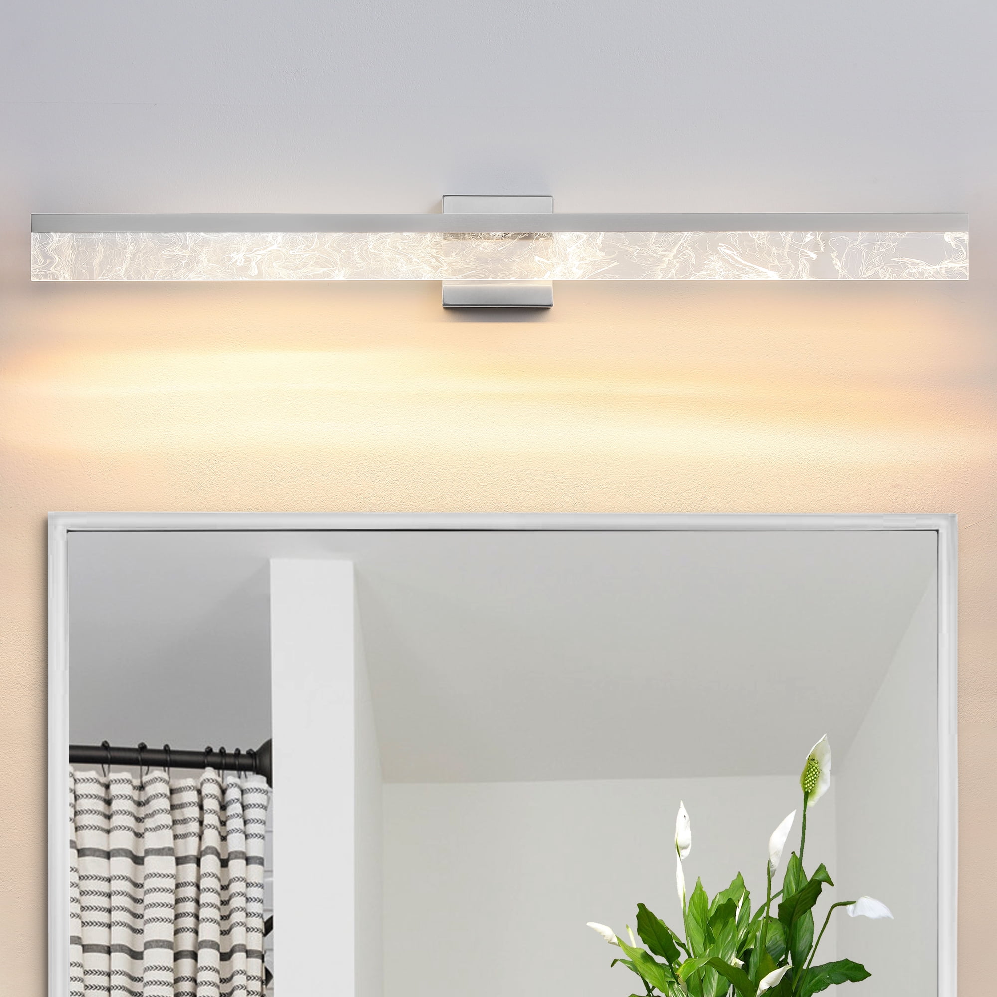Brushed Nickel Bathroom Light Fixtures 39 inch Dimmable Metal Wall Sconce Fixtures Over Mirror LED Vanity Light Bar for Restroom Mirror 3000K Warm White Light