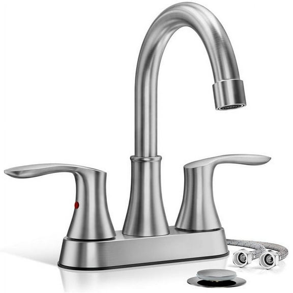 Brushed Nickel Bathroom Sink Faucet 2 Handle 4 Inch Centerset Vanity Mixer Faucet