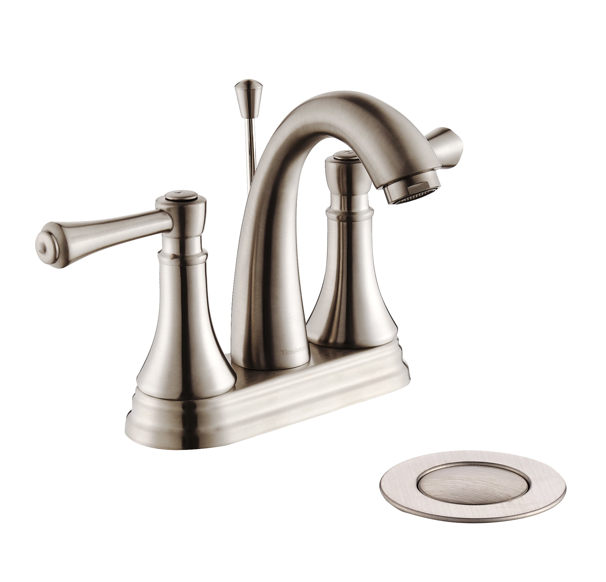 Brushed Nickel Bathroom Sink Faucet for 3 Holes, 4 Inch Centerset ...