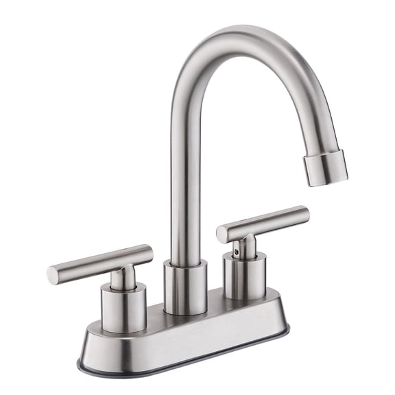 Mikhai Bathroom Faucets 3 Hole,  4 inch Bathroom Faucet 3 Hole Matte White with Pop-up Drain and 2 Supply Hoses, Stainless Steel Lead-Free 2-Handle Center set Faucet for Sink Vanity