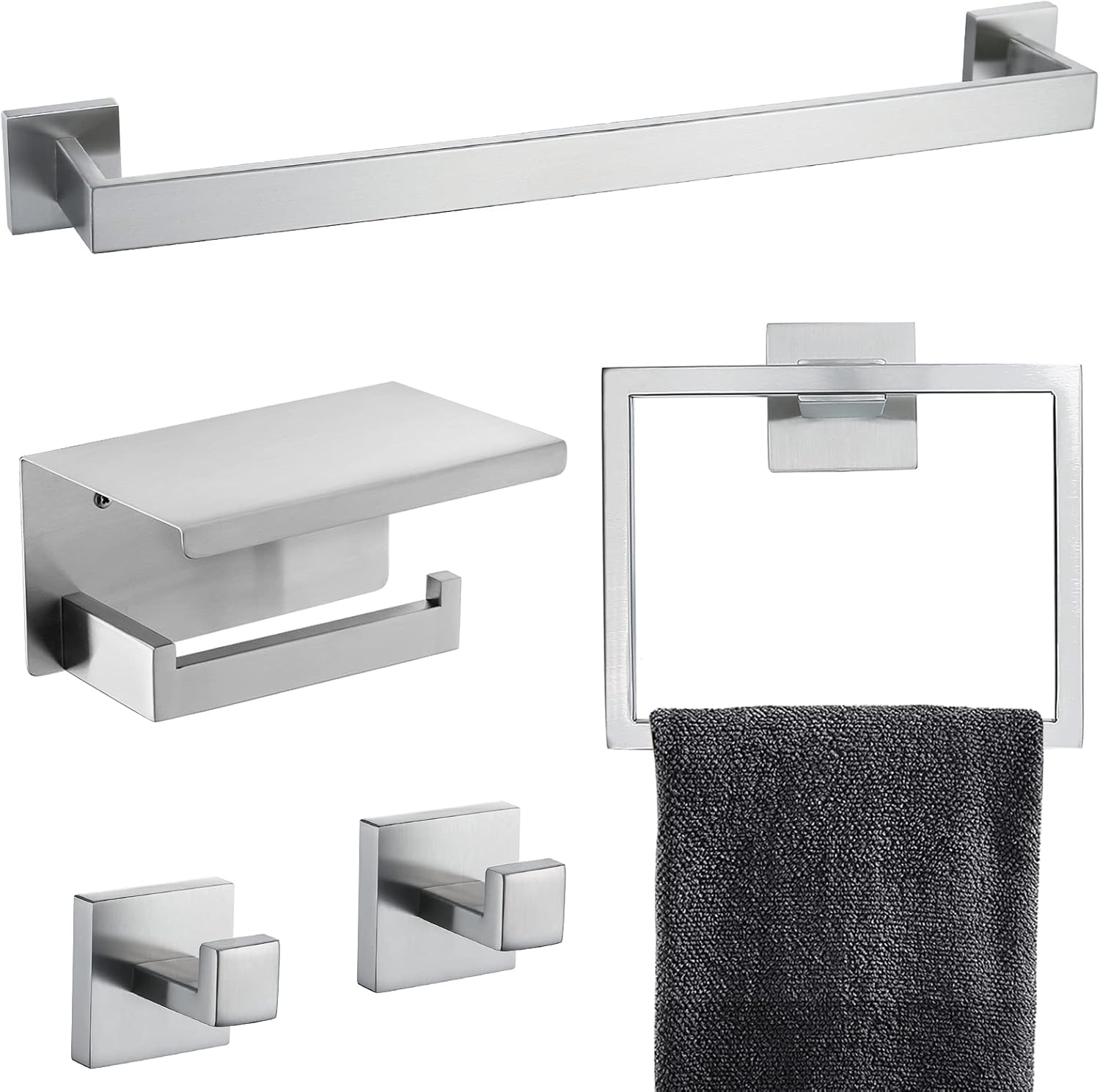 Brushed Nickel Bathroom Towel Bar Set Bathroom Accessories Hardware Set ...