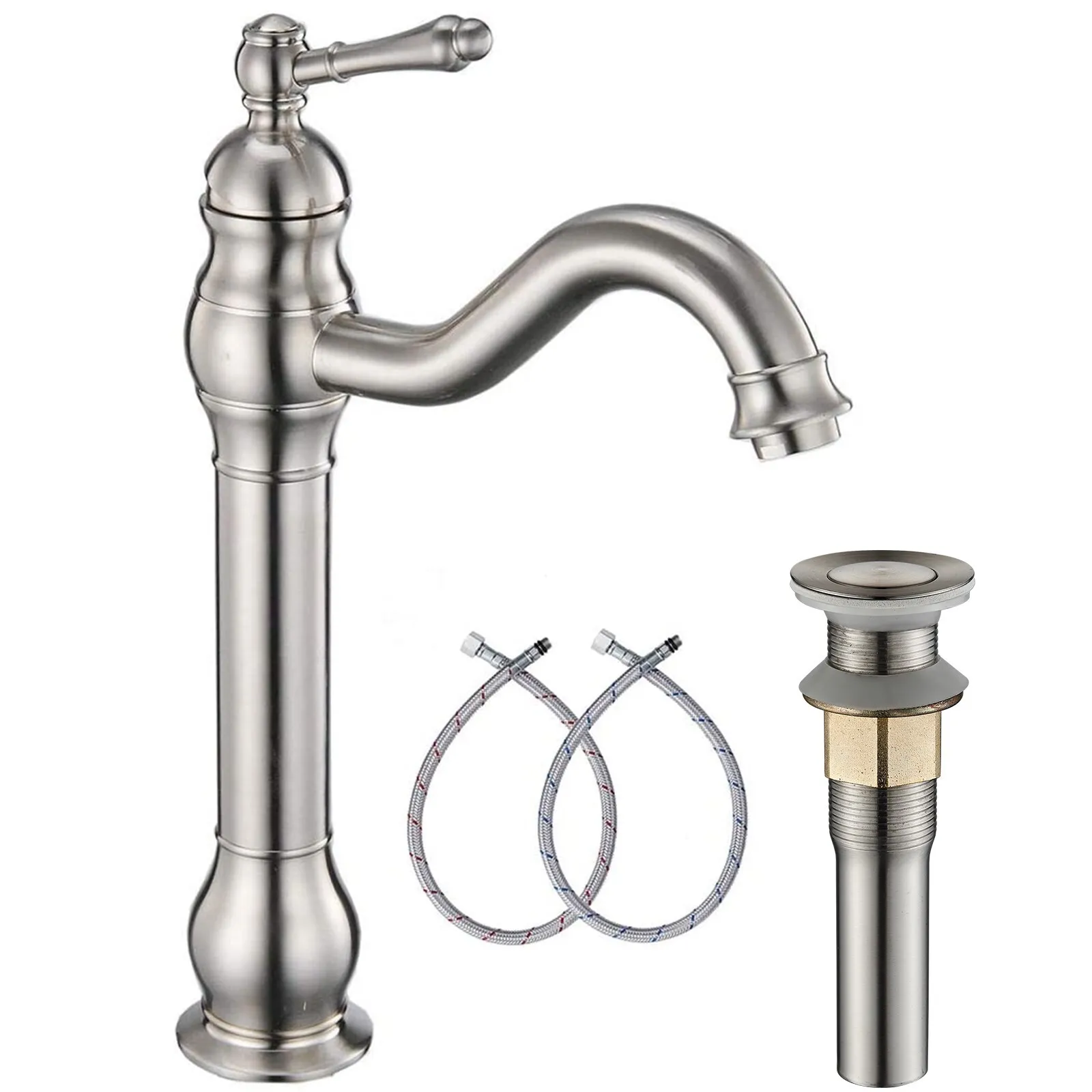 Brushed Nickel Single Handle High Arc Bathroom Faucet