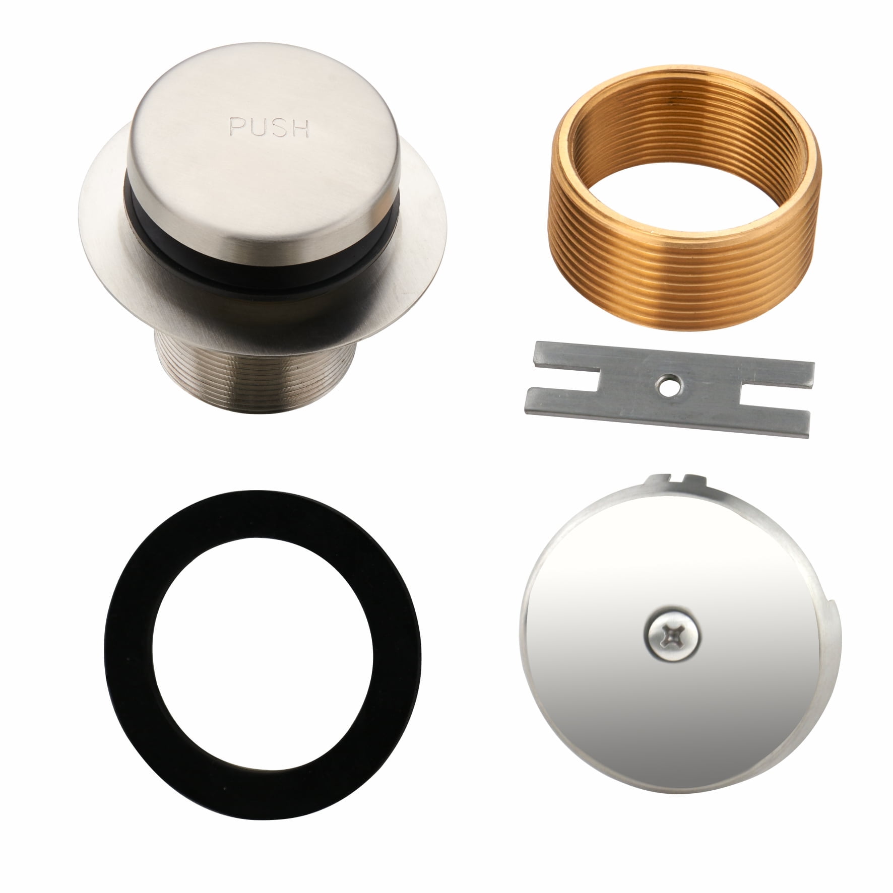 Brushed Nickel Round Tub/Shower Overflow Plate Kit