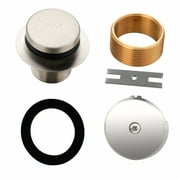 Brushed Nickel Bathtub Drain Tip Toe Stainless Steel Tub Drain Trim Kit, Single Hole Overflow Faceplate
