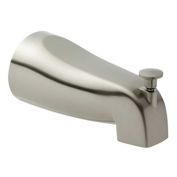 Brushed Nickel Bathtub Faucet Threaded Tub Spout with Shower Diverter