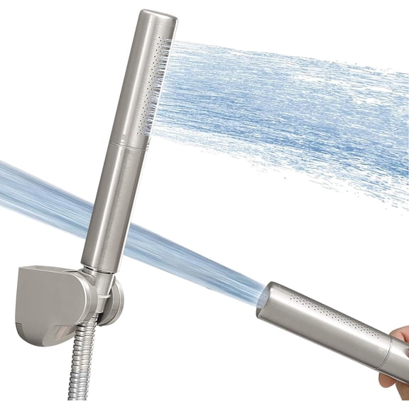 Brushed Nickel Brass 2 In 1 Function High Flow Handheld Shower Head Set High Pressure 7 Inch Brushed Finish Shower Head Sprayer Hand Shower Wand with 59 Inch Hose, Bracket