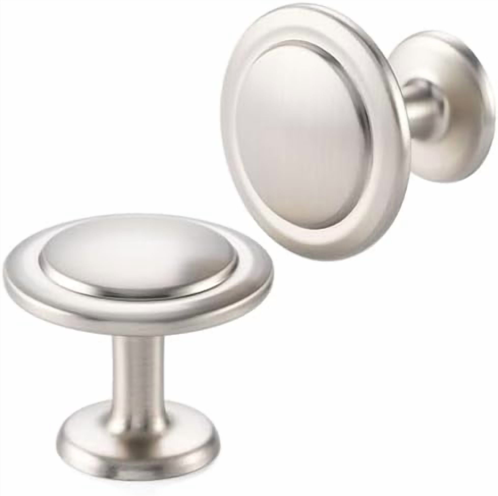 Brushed Nickel Cabinet Knobs Nickel Drawer Knobs, 10 Pack 1-1/4 Inch, 8222 Round Single Hole Cabinet Pulls for Kitchen Cabinets Drawers Bedroom Dresser Cupboard Bathroom Vanity