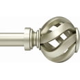 thumbnail image 1 of Brushed Nickel Curtain Rod for Windows 28 to 48 inches: 1 inch Diameter Heavy-duty Adjustable Decorative Curtain Rod, Modern Drapery Rods with Twisted Cage Finials for Bedroom & Living Room, 1 of 6