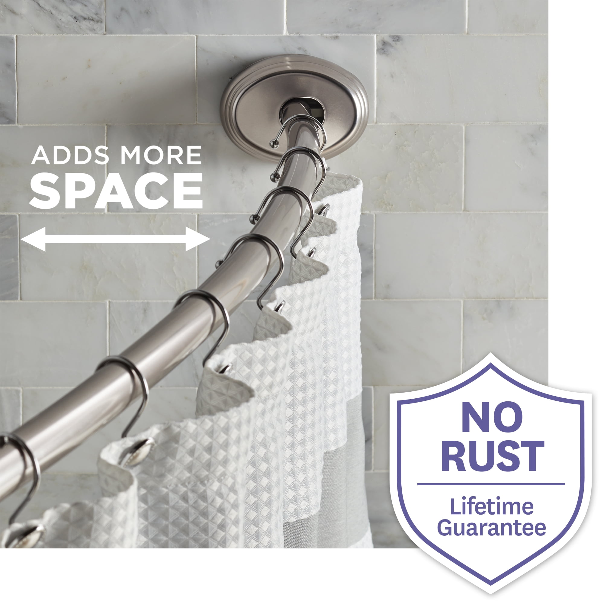 Brushed Nickel Curved Shower Rod, 50" 72", Better Homes & Gardens