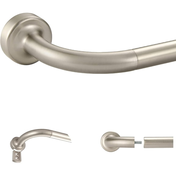 Brushed Nickel Disc Curtain Rods, 84-144 Inches Window Curtain Rod,Adjustable Room Darkening Curtain Rod with Aluminum Finials and Brackets,Wrap Around Design