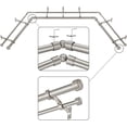 thumbnail image 1 of Brushed Nickel Double Corner Window Curtain Rods with Aluminum End Cap Finials and Brackets,1 Inch Diameter Dual Bay Window Curtain Rods, Adjustable 2 Sided 32-58" and 32-86 Center Double Rod, 1 of 10