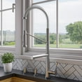 thumbnail image 1 of Brushed Nickel Double Spout Commercial Spring Kitchen Faucet, 1 of 9