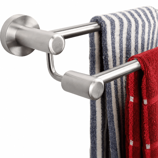 Wall Moount Rack Brushed Nickel Double Towel Bar 24 Inch, SUS304 Stainless Steel Heavy ...