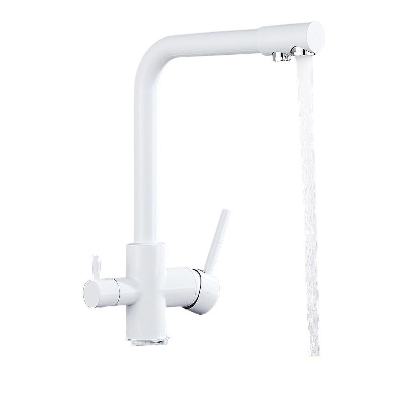 Brushed Nickel Filter Kitchen Faucet, Drinking Water Kitchen Tap, Deck Mounted Dual Handles 3-Way Hot Cold Water Mixer