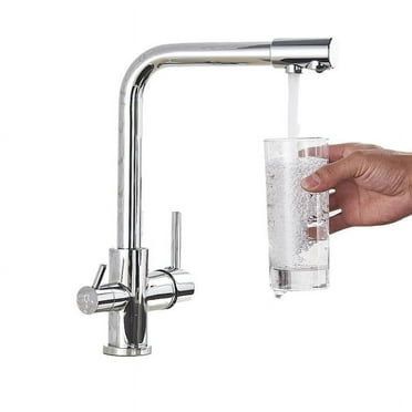 Brushed Nickel Filter Kitchen Faucet, Drinking Water Kitchen Tap, Deck Mounted Dual Handles 3-Way Hot Cold Water Mixer
