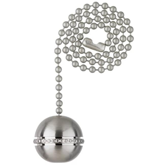 Brushed Nickel Finish Beaded Ball Pull Chain