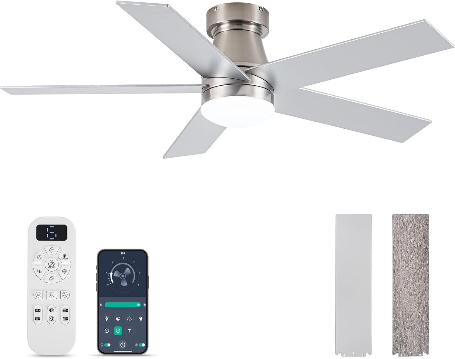 OURSTAR 52" Ceiling Fan With Light & Remote – 3 Colors, Dimmable, Reversible Blades, Timer, Indoor/Outdoor