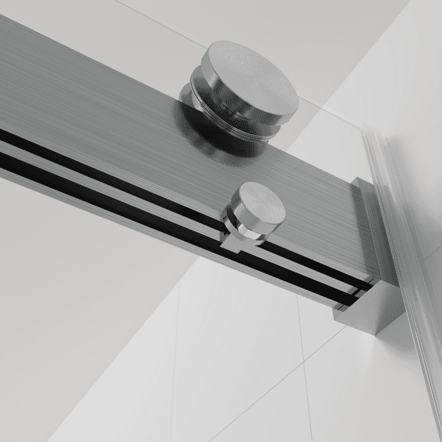 Brushed Nickel Frameless Double Sliding Shower Door Track Elegant and