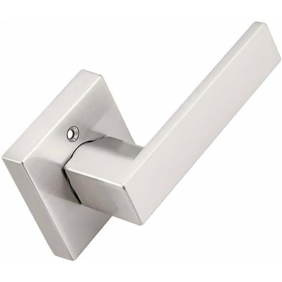 Brushed Nickel Half Dummy Levers, Square Non-Turning Door Knobs for Left or Right Handed Doors, Interior Inactive Door Handle for Closet or Pantry (1 Pack, Single Side, Exposed Screws)