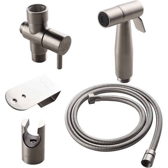 Brushed Nickel Hand Held Bidet Sprayer Qualitied Stainless Steel Diaper Sprayer Shattaf Complete Set for Bidet Toilet Bathroom