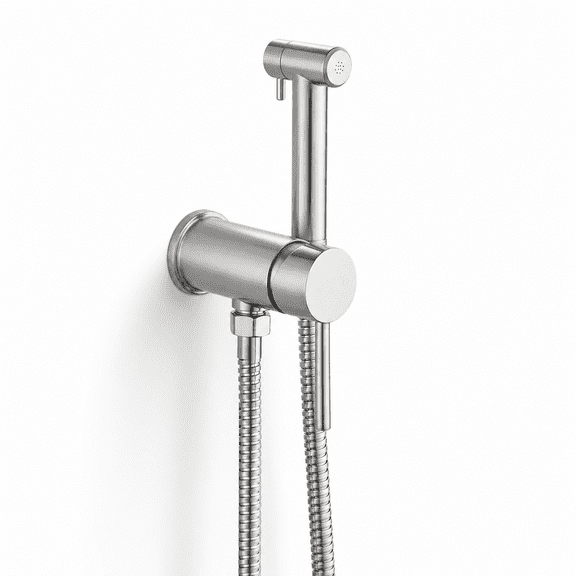 Brushed Nickel Handheld Bidet Sprayer, Stainless Steel Hot and Cold Toilet Bathroom Vanity Mount