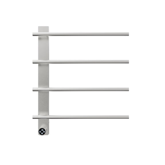 Brushed Nickel Heated Towel Rack 4-Bar Wall Mounted Smart Touchscreen Timer Towel Warmer, 304 Stainless Steel for Bathroom, SPA & Hotel