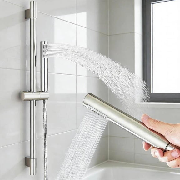 Brushed Nickel High Pressure Rainfall Shower Slide Bar System with 59'' Hose & Handheld Shower