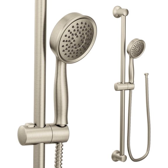 Brushed Nickel High Single Function Pressure Handheld Showerhead with 69-Inch-Long Hose and 24-Inch Slide Bar, 3668EPBN