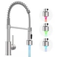 thumbnail image 1 of Brushed Nickel Kitchen Faucet LED Pull Down Sprayer Single Handle Sink Mixer Tap, 1 of 9