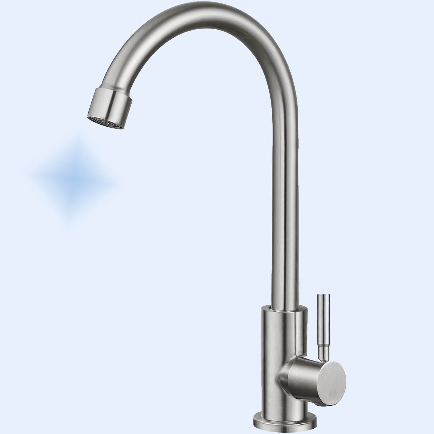 Brushed Nickel Kitchen Faucet Single Handle 360 Degree Swivel Spout High Arc Goose Neck with Hose