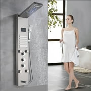 Brushed Nickel LED Shower Panel Column With Shower Temperature Screen