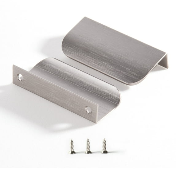 Brushed Nickel Pack of 5 and 10 Edge Finger Pulls for Cabinets Kitchen Invisible Hardware Concealed Aluminum Hidden Pull Drawer Handles Easy to Install 11.81", 6.3", 5", 4.72", 3.15" Overall Length