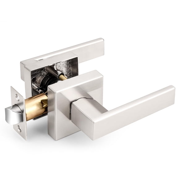 Brushed Nickel Passage 1 Pack Square Interior Door Lever