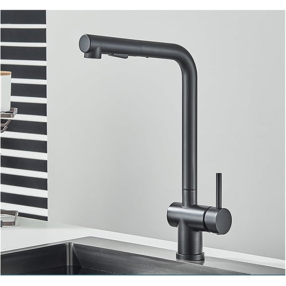 Brushed Nickel Pull Out Kitchen Sink Faucet High Pressure Two Model Stream Sprayer Nozzle Stainless Steel Tap Deck Install