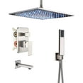 thumbnail image 1 of Brushed Nickel Rainfall Shower Faucet Ceiling Mount LED 16" Shower Head with Hand Spray, 1 of 7