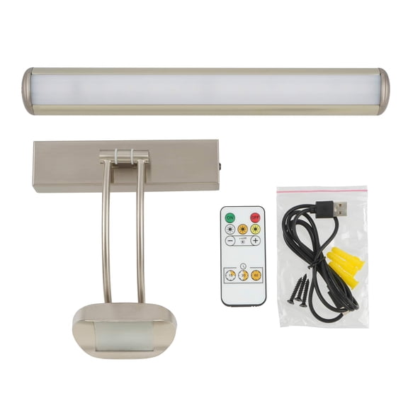 Brushed Nickel Rechargeable LED Wall-Mounted Gallery Light by Studio Décor - Adjustable Light Angle with 3 Light Functions - 1Pack
