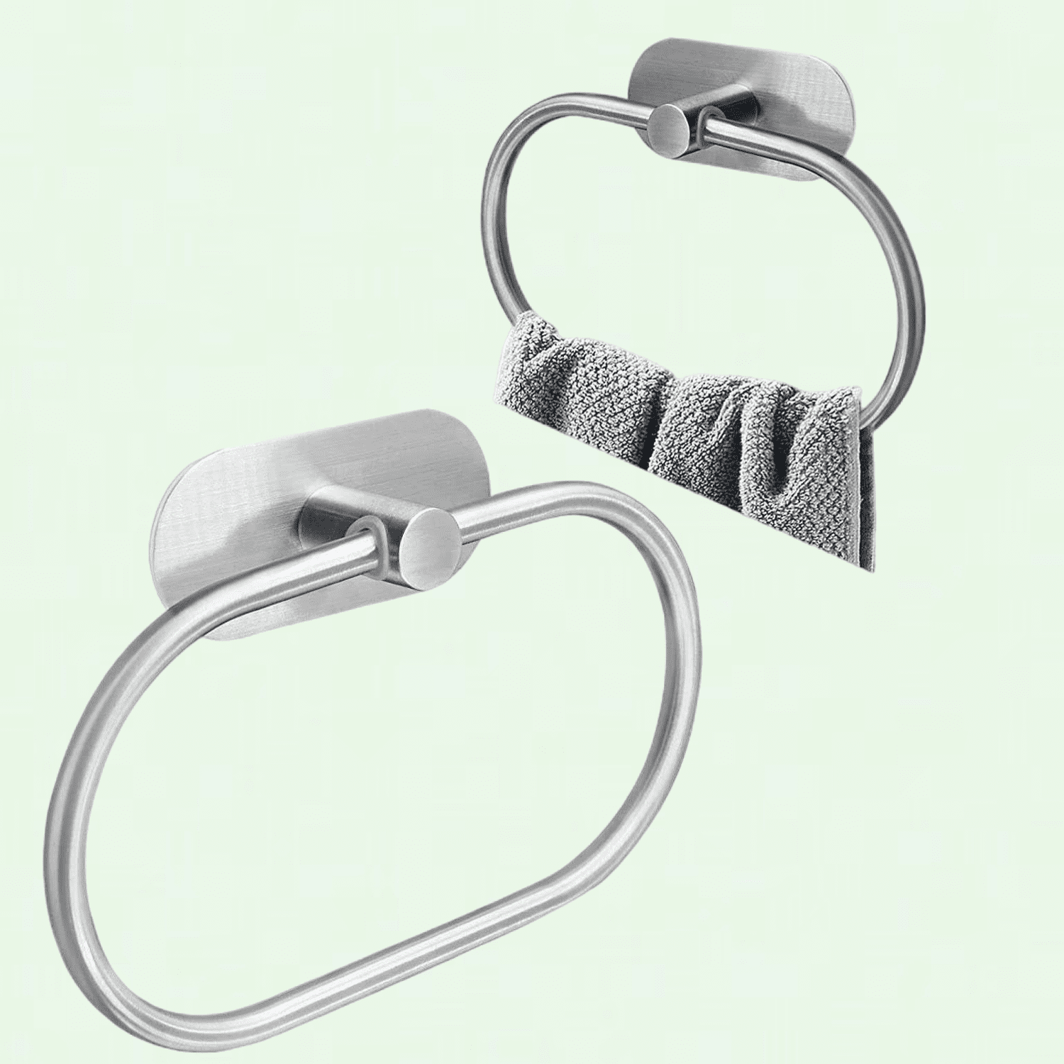 Brushed Nickel Self Adhesive Towel Ring, Modern Oval Hand Towel Holder