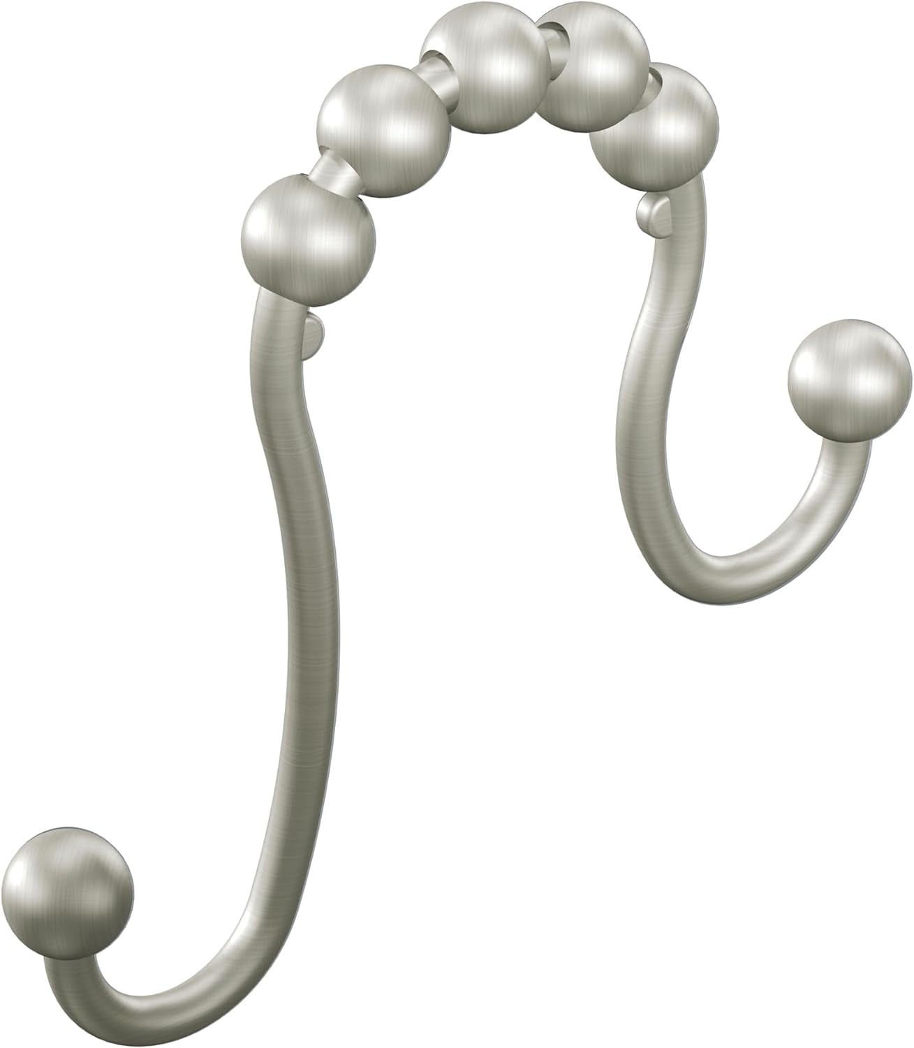 Brushed Nickel Shower Curtain Rings with Double Hooks for Bathroom ...