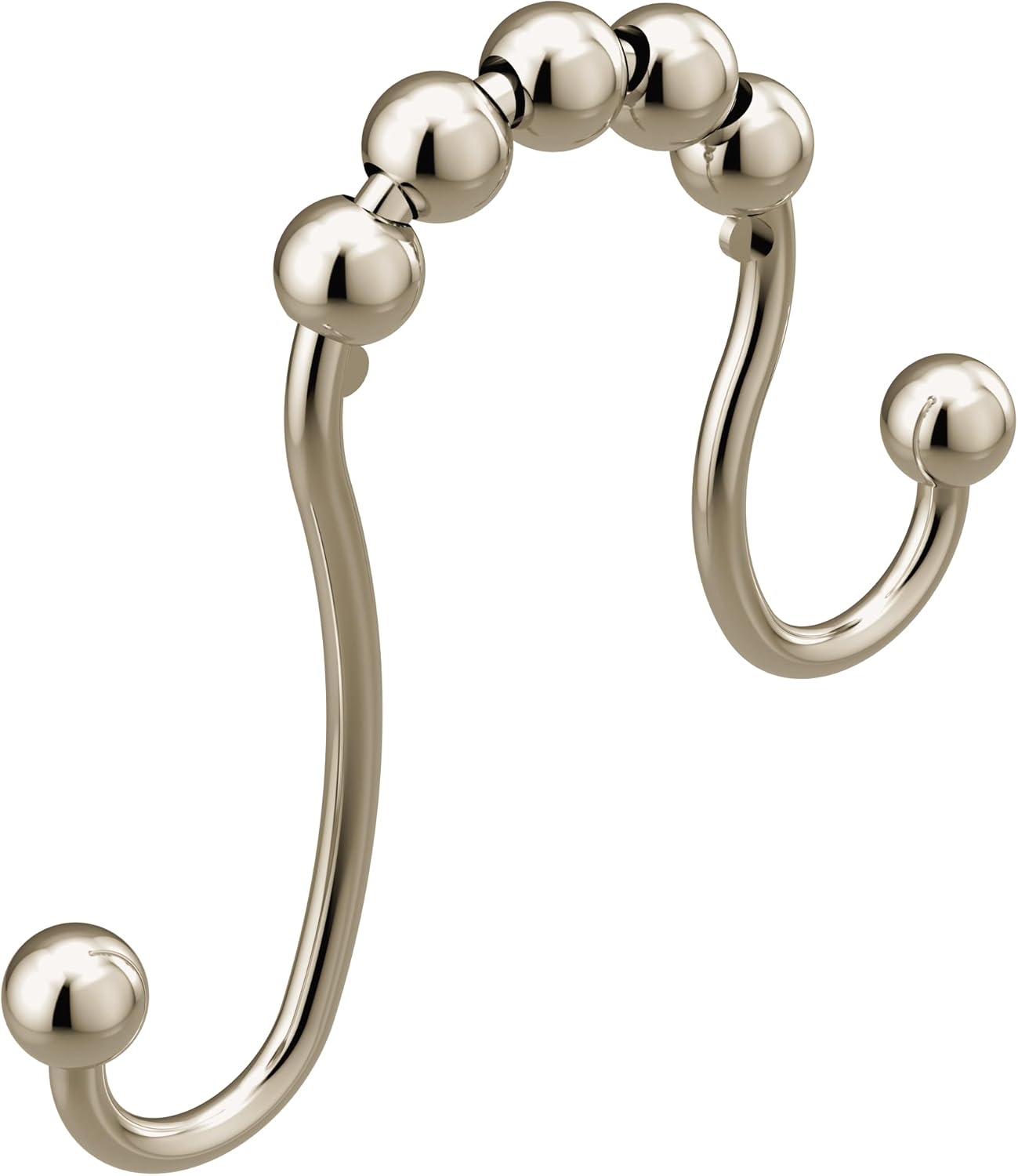 Brushed Nickel Shower Curtain Rings with Double Hooks for Bathroom ...