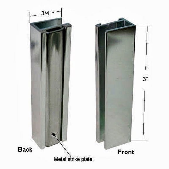 Brushed Nickel Shower Door U-Channel with Metal Strike Plate