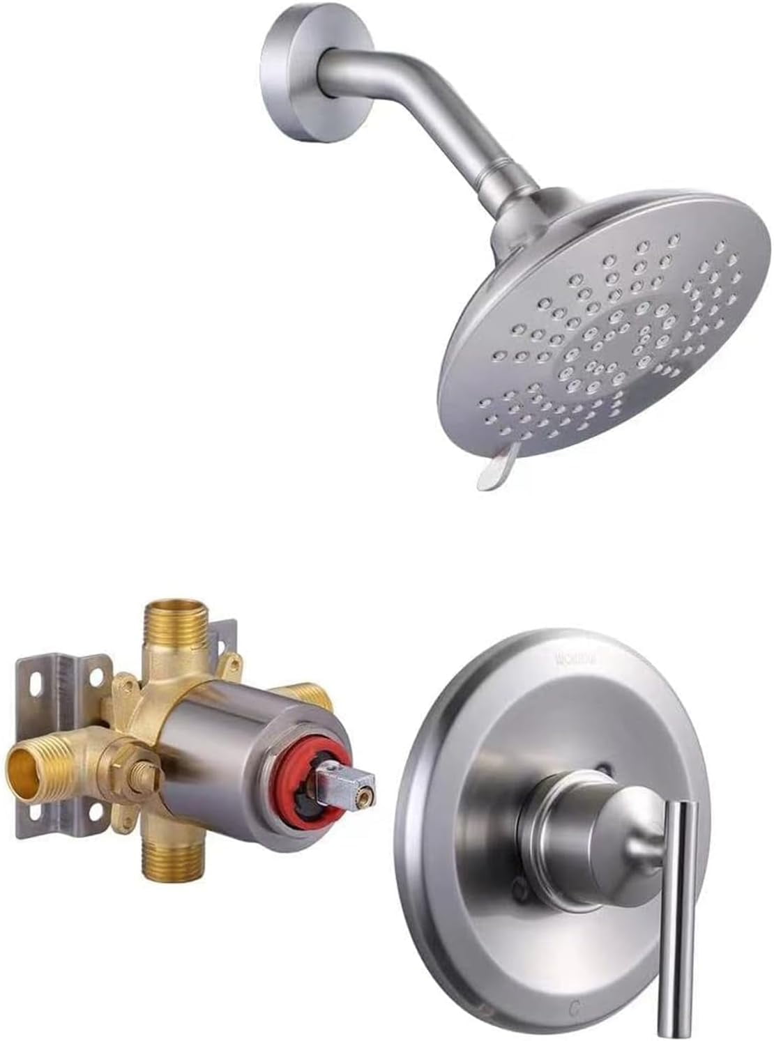 Brushed Nickel Shower Faucet Set With 16 Inch Rain Head – Wall Mounted Combo Kit & Valve - View #14