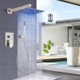 thumbnail image 1 of Brushed Nickel Shower Faucet Set System 8''LED Rainfall Head Combo Kit with Mixer Valve, 1 of 13