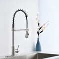 thumbnail image 1 of Brushed Nickel Single Handle Commercial Modern Spring High Arc Kitchen Faucet Water Filter System Bends as You Want, 1 of 6