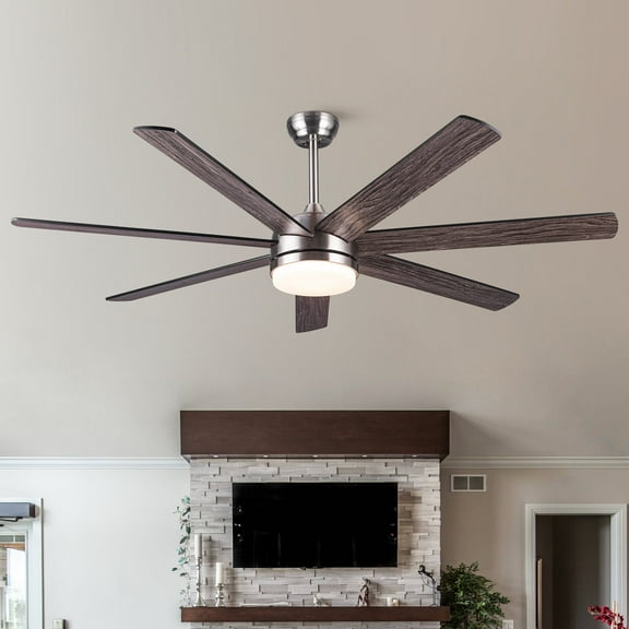 Brushed Nickel Smart Ceiling Fan with LED Light, 62" Energy Efficient DC Motor Fan with Remote
