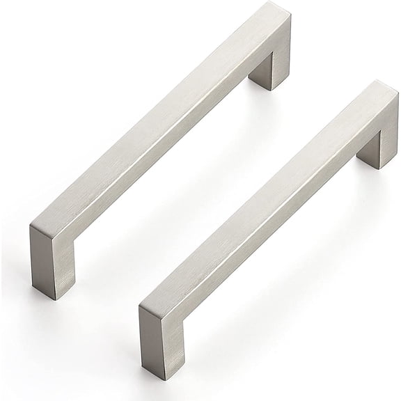 Brushed Nickel Square Cabinet Handles Drawer Pulls,5 Inch,1 Pack | Screws Included, Stainless Steel, Square Bar Grip, Easy Install, Kitchen Cabinet Hardware, For Cupboards, Drawers, Dressers