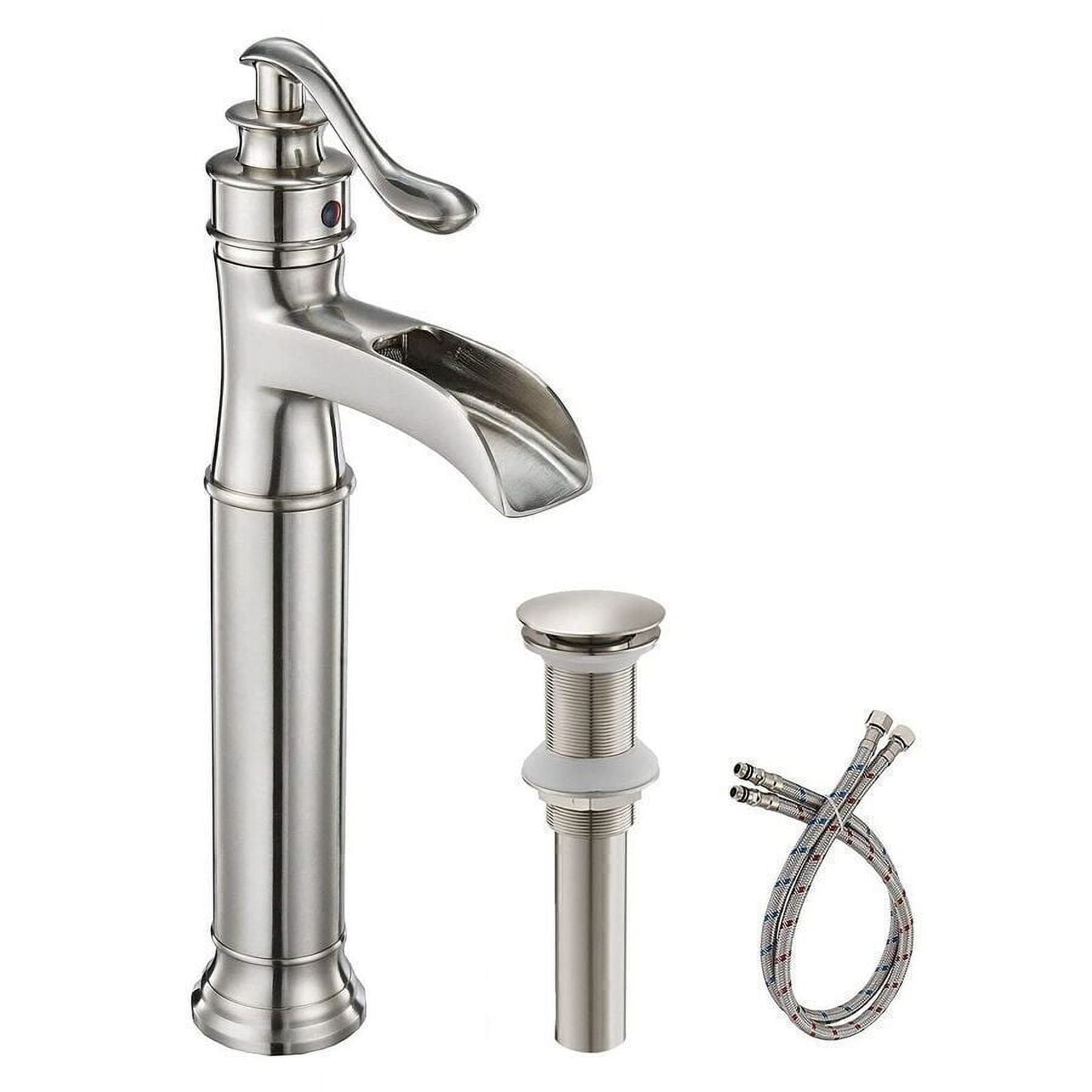 Brushed Nickel Tall Waterfall Vessel Sink Faucet with Drain - Walmart.com