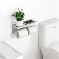 Brushed Nickel Toilet Paper Holder with Shelf