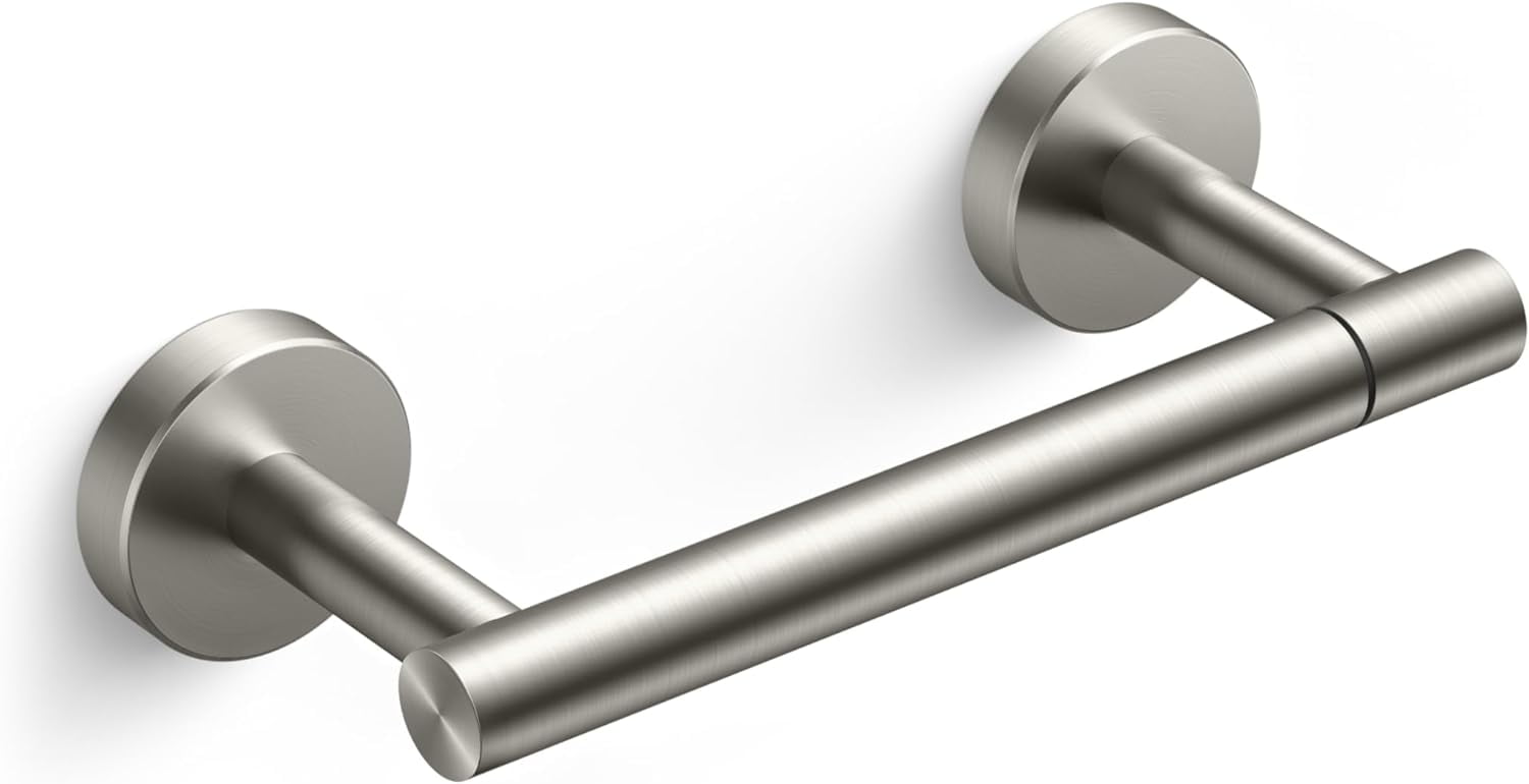 Brushed Nickel Double Post Pivoting Toilet Paper Holder Set