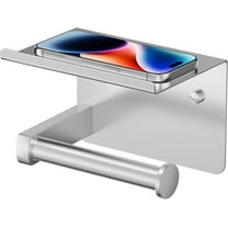 Brushed Nickel Toilet Paper Holder with Shelf, Rustproof 304 Stainless Steel – Adhesive/Screw Mount